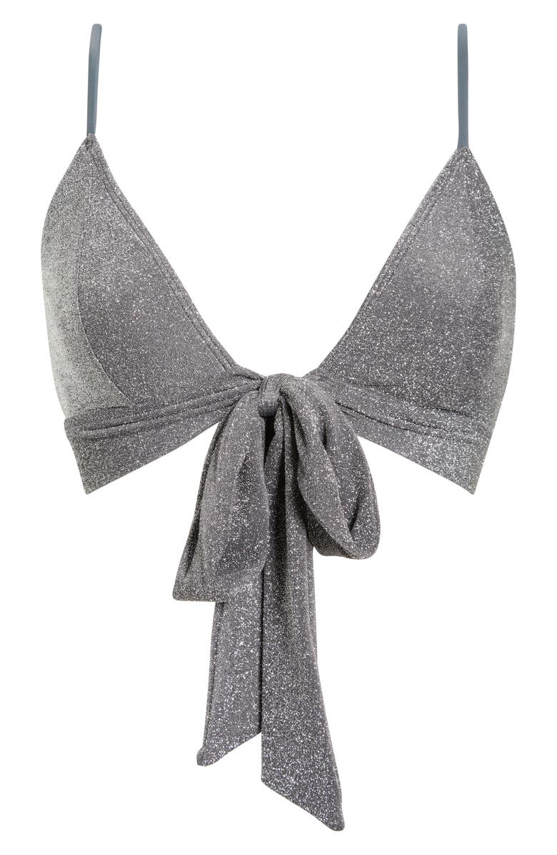 free-est by Free People Sydney Metallic Tie Front Bikini Top, Main, color, Pavement