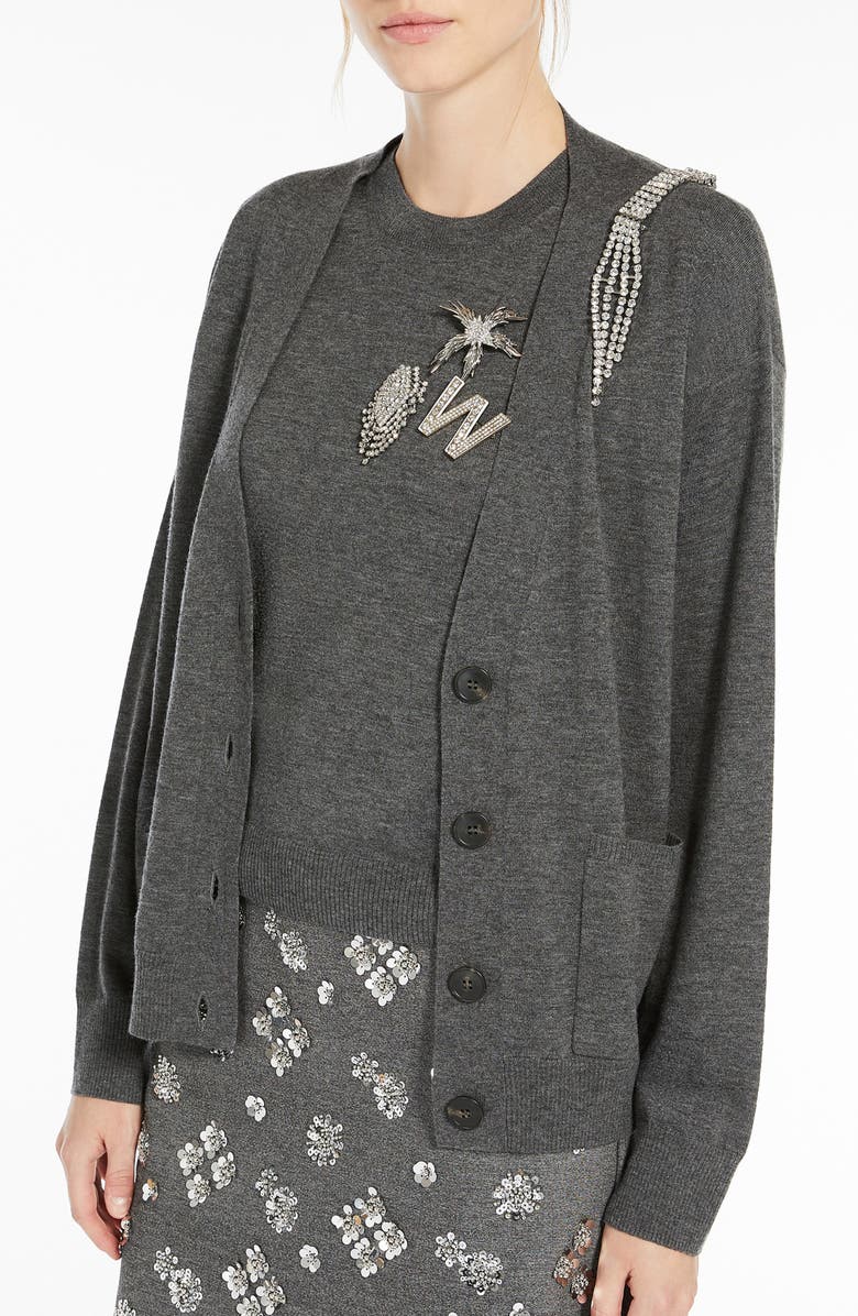 Weekend Max Mara Decano Wool & Cashmere Cardigan, Alternate, color, Medium Grey