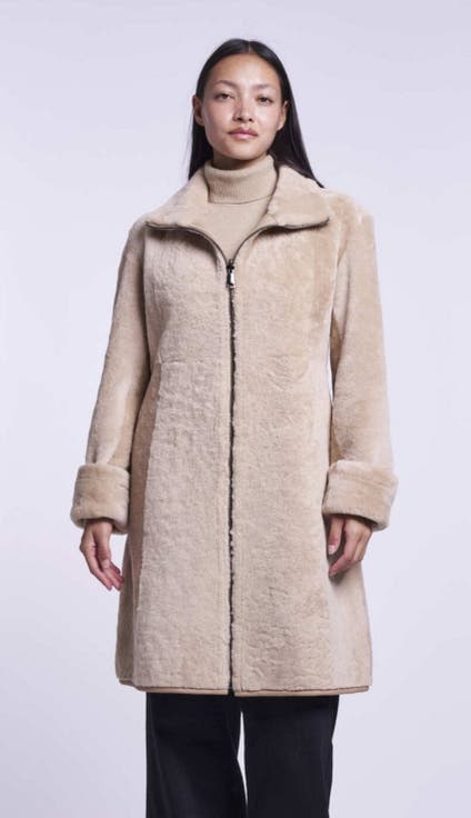 Zipper Shearling Coat