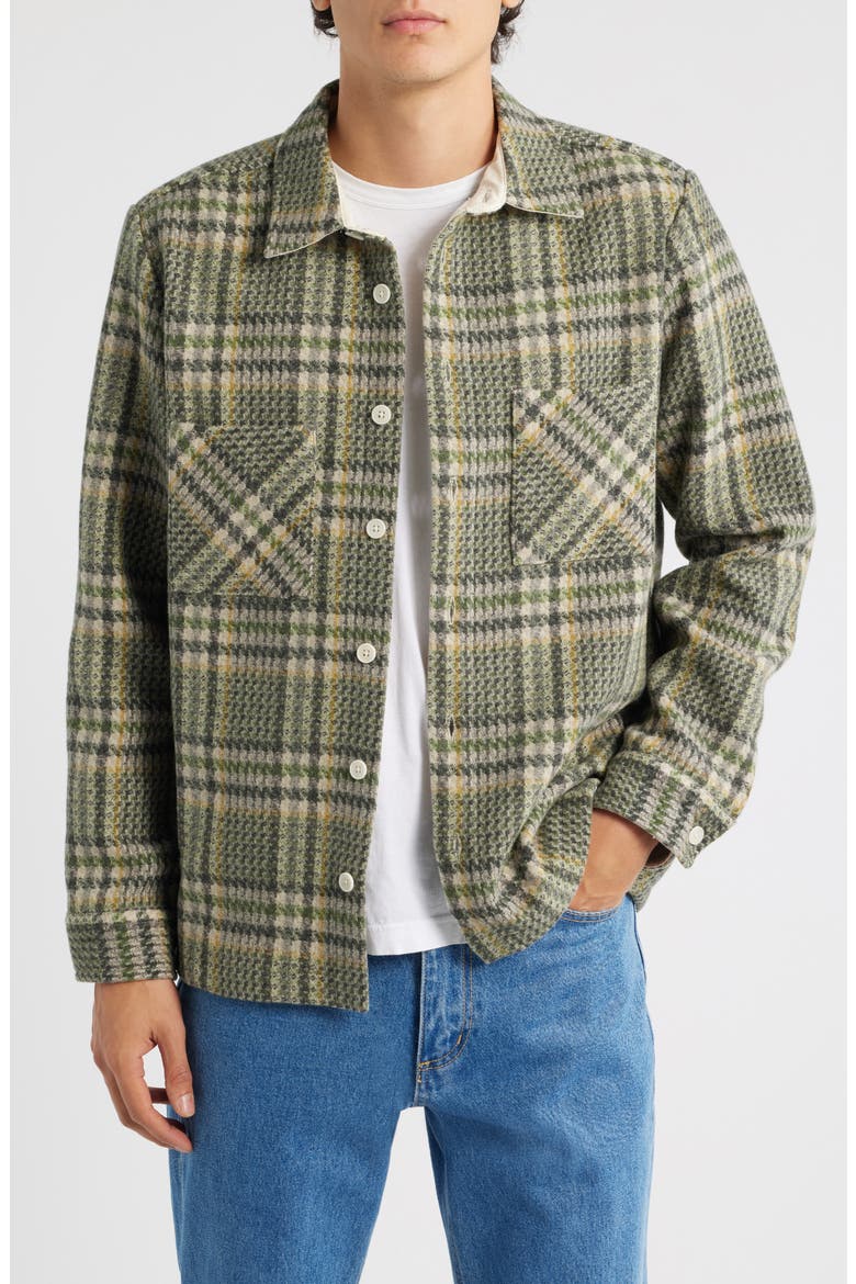 Whiting Plaid Wool Blend Button-Up Shirt Jacket, Main, color, GREEN