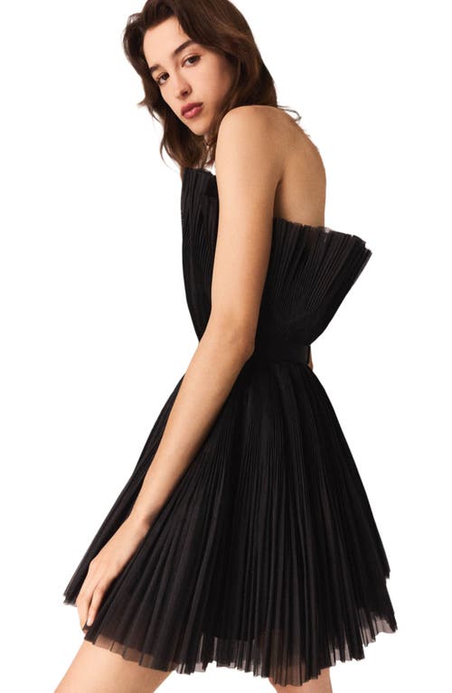 Maje Tulle And Organza Bustier Dress In Black