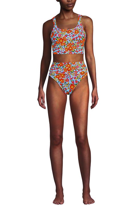 Tugless Tankini Top and High Waisted Bottom Swimsuit Set