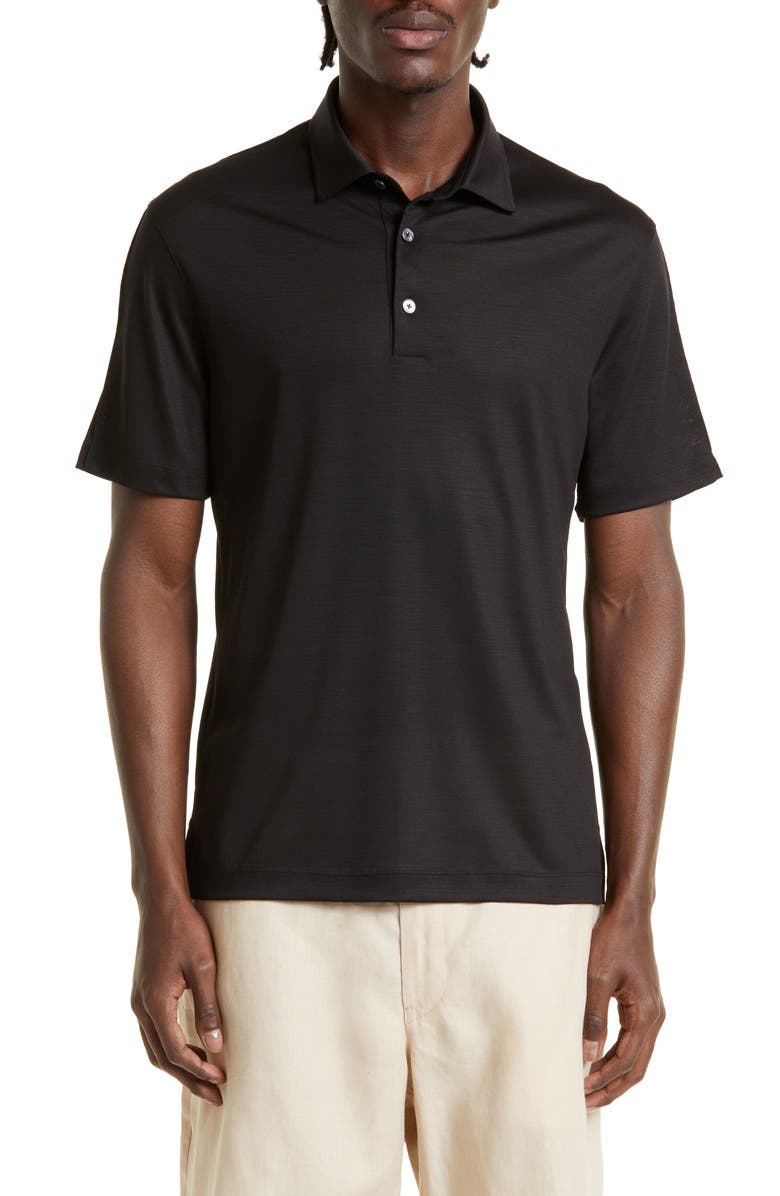 ZEGNA High Performance<sup>™</sup> Wool Polo, Main, color, Black