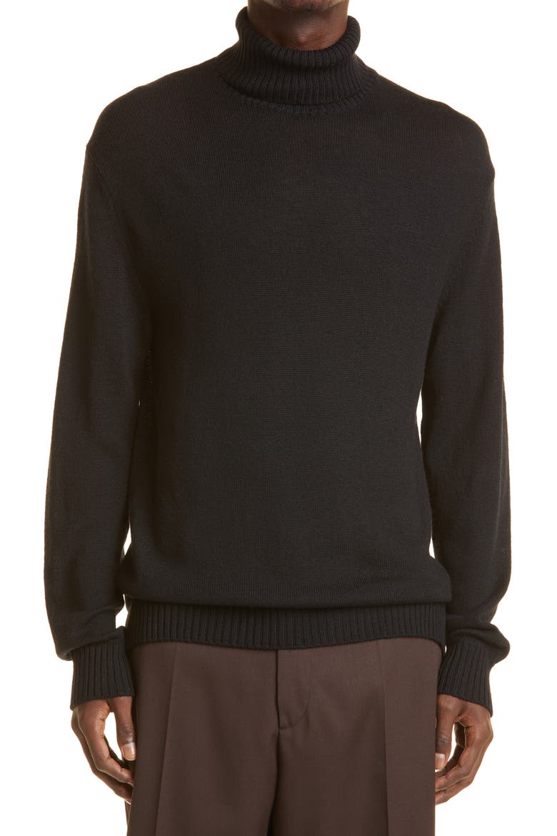 Men's Wool Turtleneck Sweater, Main, color, BLACK