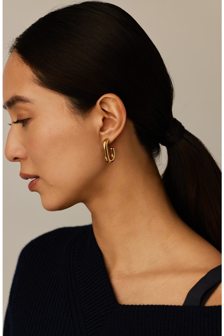 Chubby Oval Medium Hoop Earrings, Alternate, color, GOLD