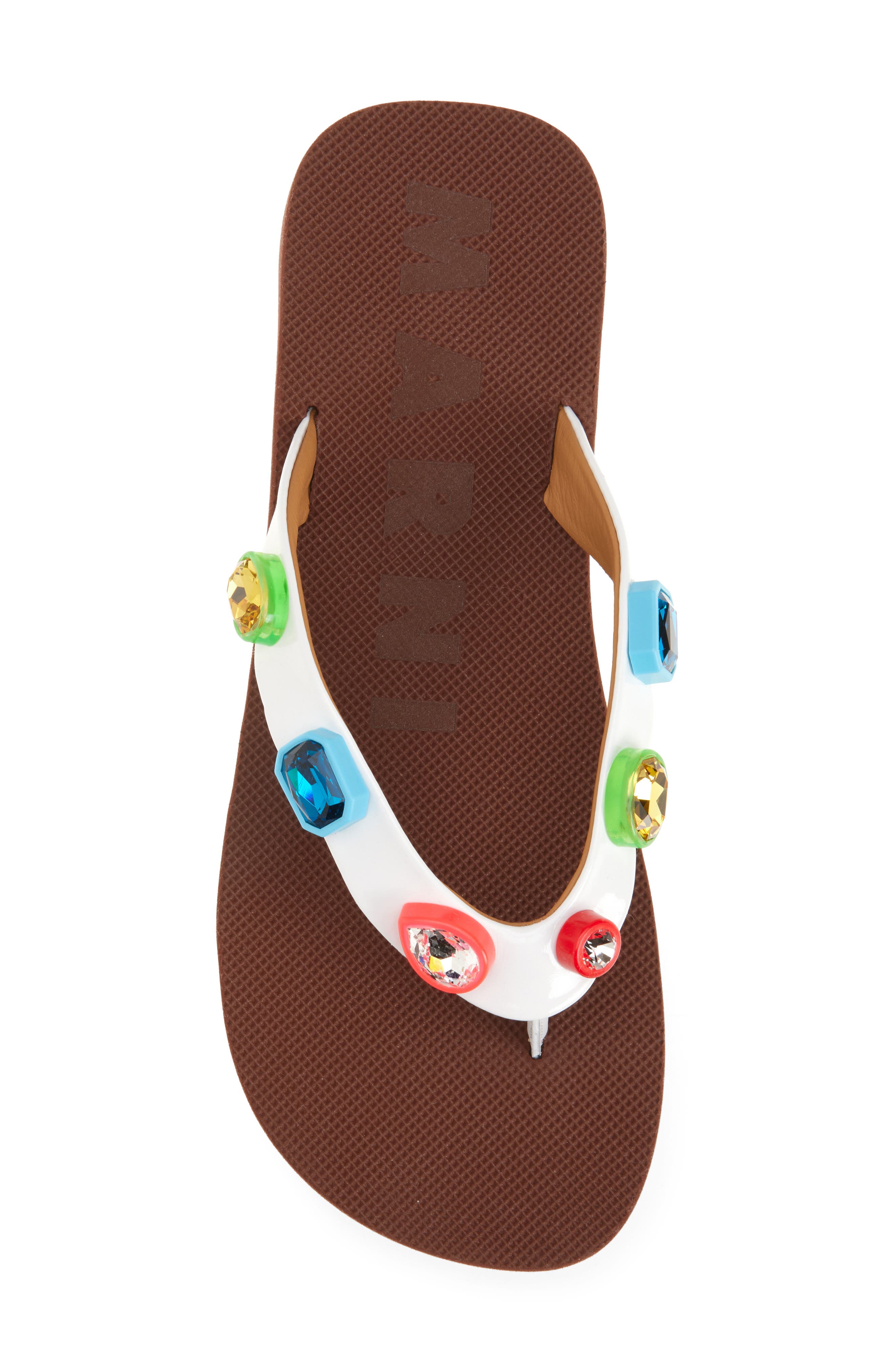 Marni Gem Flip Flop, Alternate, color, Zp216 Lily White/ Brown