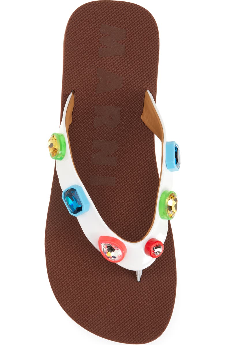 Marni Gem Flip Flop, Alternate, color, Zp216 Lily White/ Brown