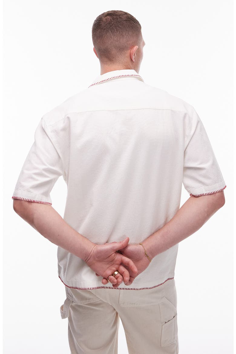 Embroidered Cotton & Linen Camp Shirt, Alternate, color, WHITE