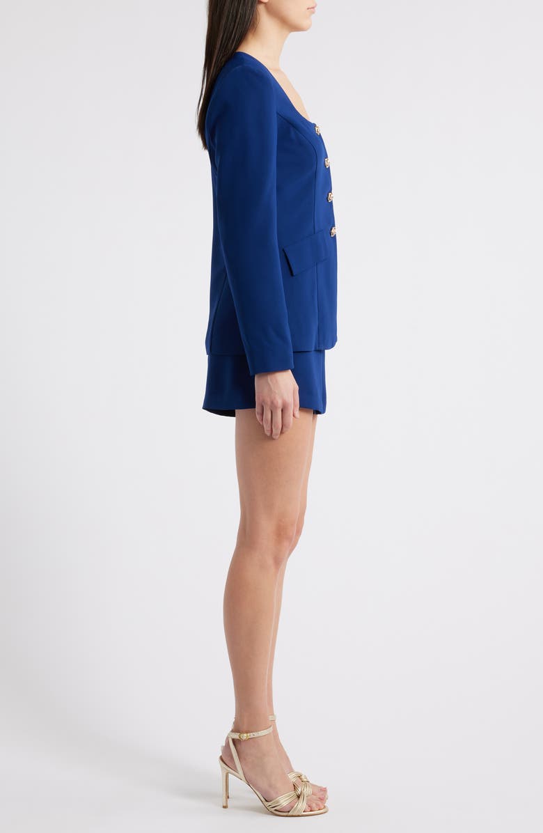 Amanda Uprichard Kya Long Sleeve Romper, Alternate, color, Navy