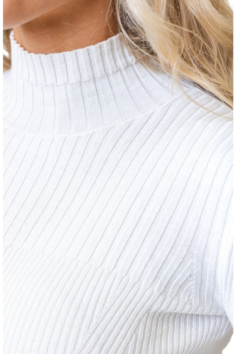 Women's Mock Neck Rib Knit Sweater, Alternate, color, Soft White Structured Rib
