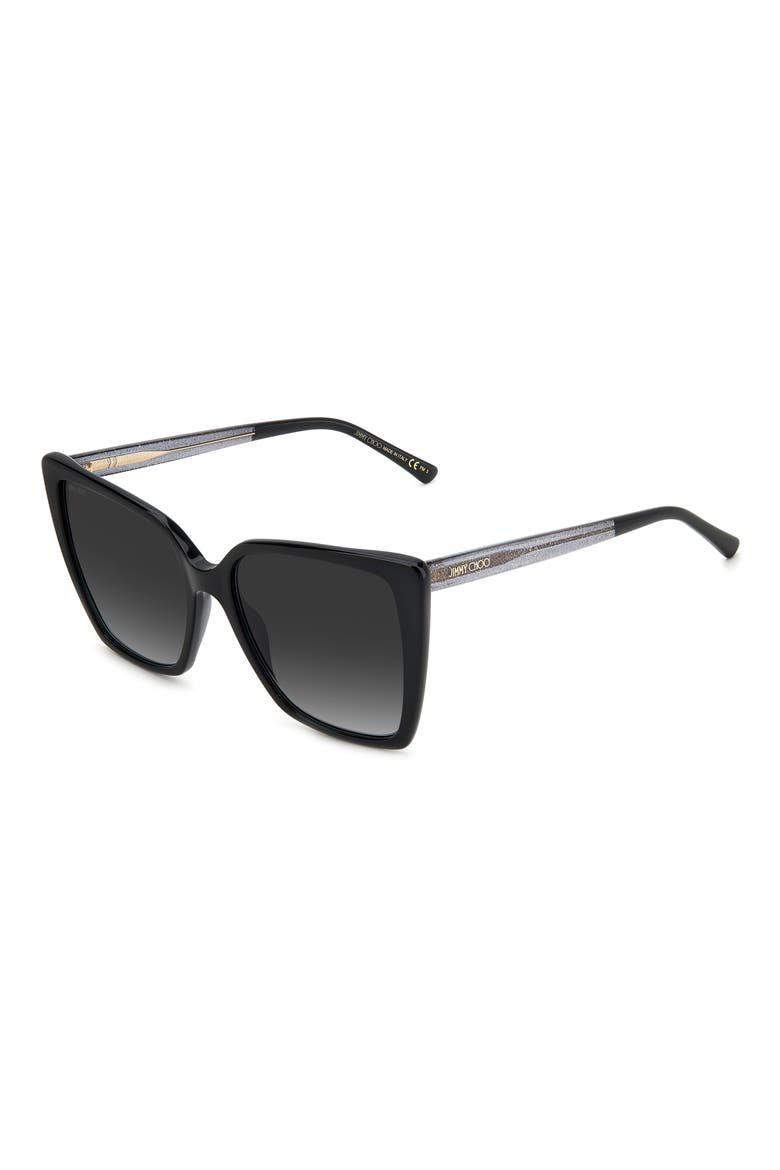 Lessie 56mm Gradient Cat Eye Sunglasses, Alternate, color, BLACK / GREY SHADED