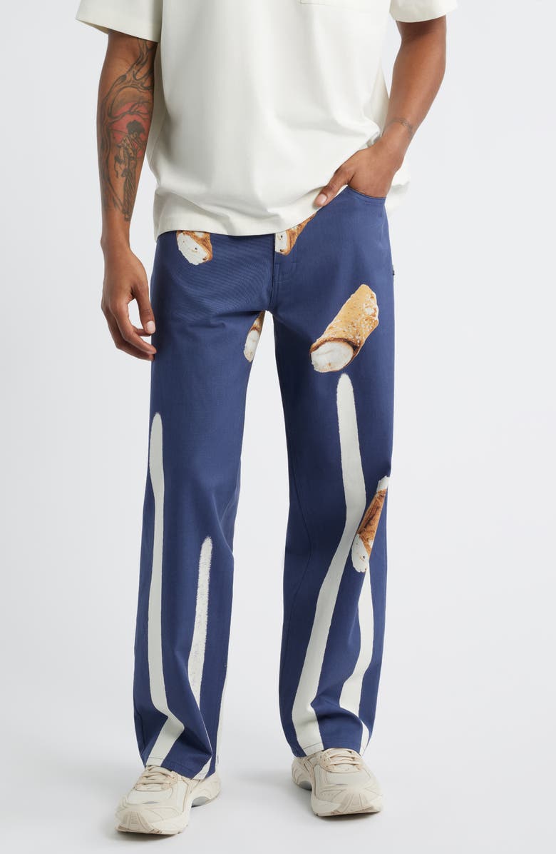 SANTO STUDIO Cafe Milano Graphic Pants, Main, color, Blue