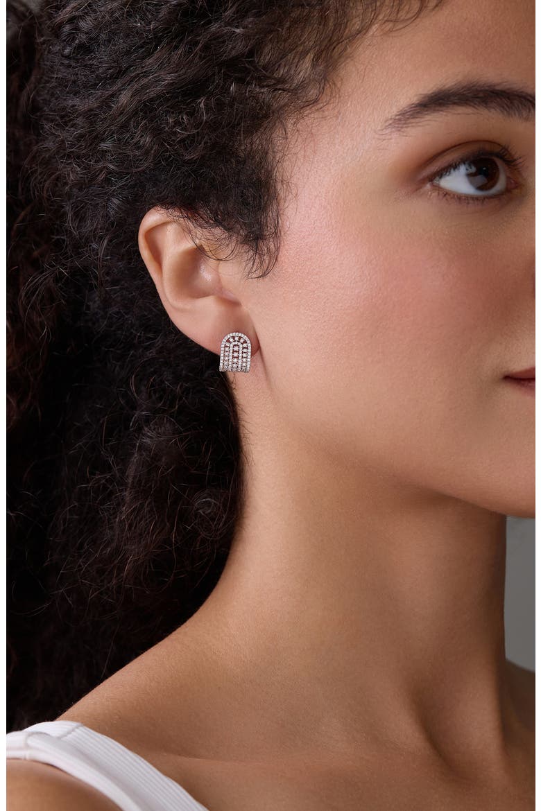 18K Gold Diamond Stud Earrings, Alternate, color, 18KW