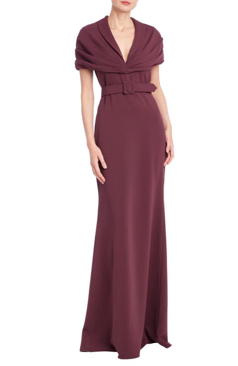 Pleated Shoulder Overlay Gown