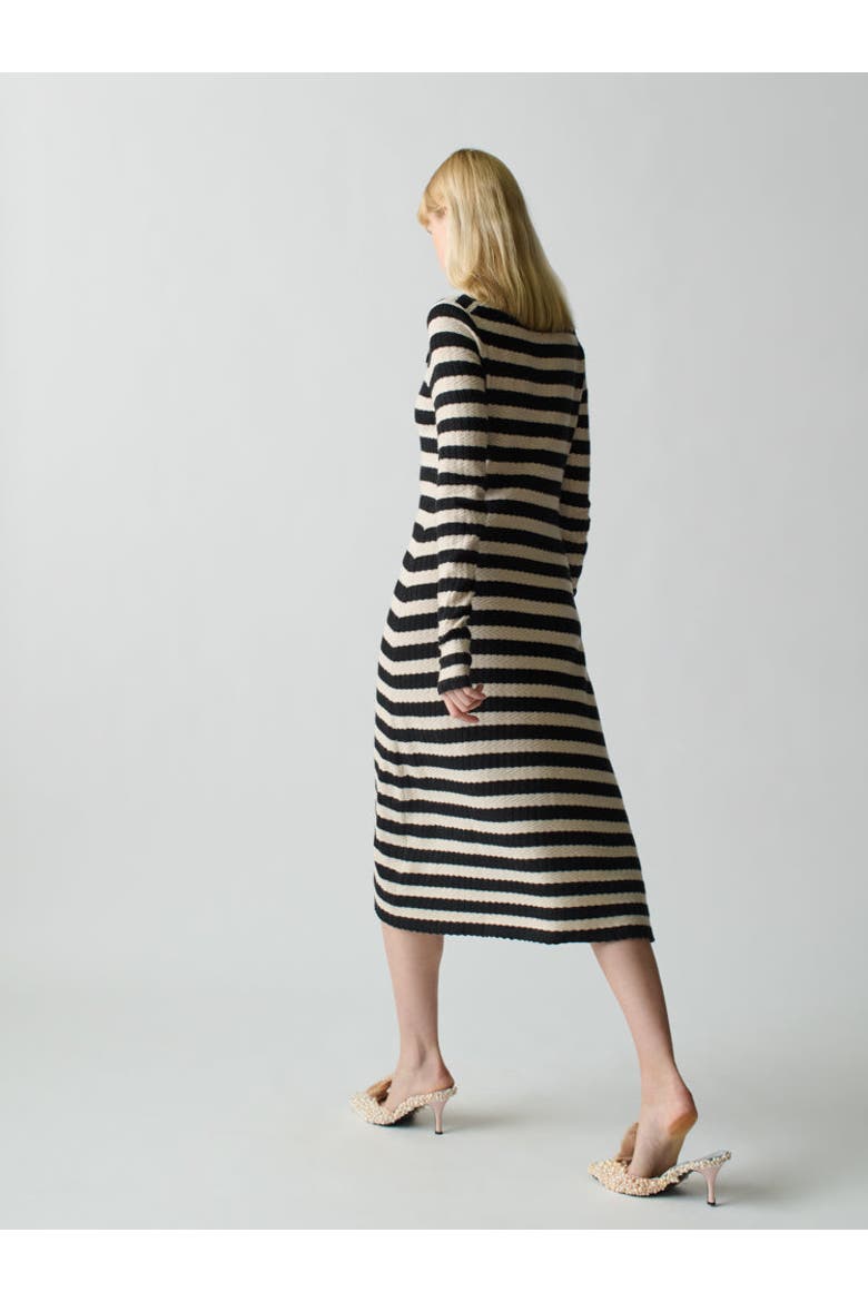 Morrissey Textured Stripe Button-Thru Dress, Alternate, color, Jet