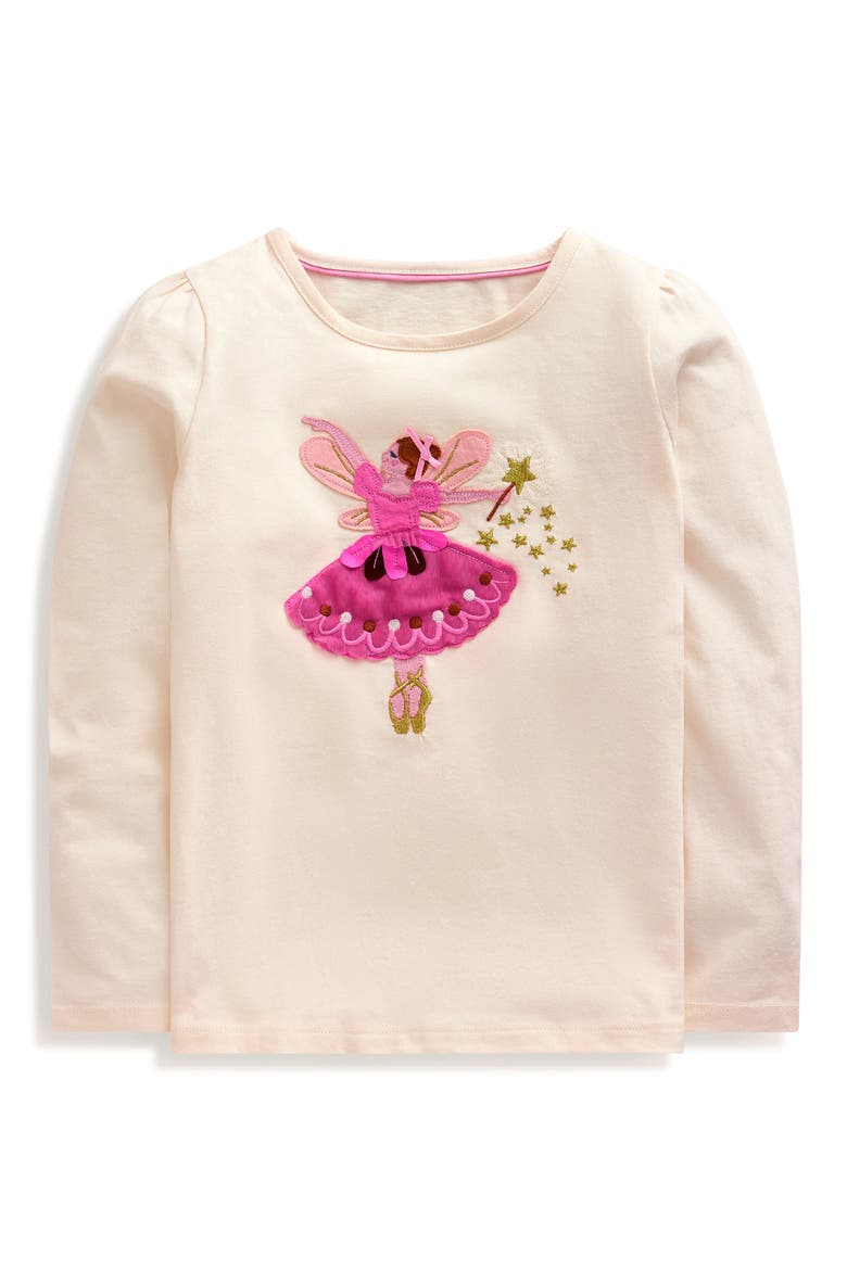 Kids' Fairy Appliqué Long Sleeve Cotton T-Shirt, Main, color, VANILLA WHITE FAIRY