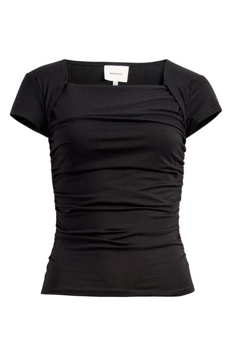 Reformation Ana Black Square Neck Top Size 2 store