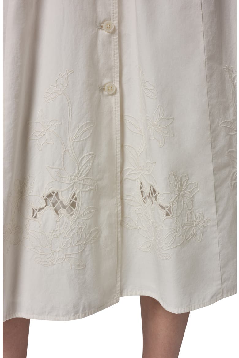 Embroidered Puff Sleeve Belted Cotton Shirtdress, Alternate, color, CREAM/ CREAM
