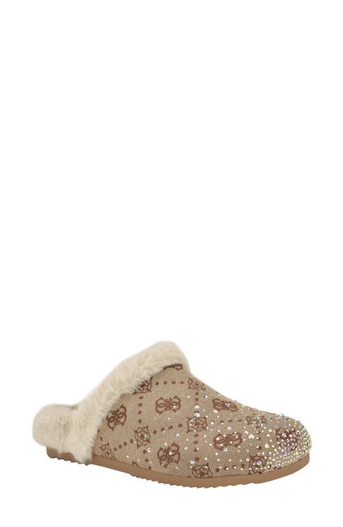 Guess Women's Gascona Embellished Cozy Slip-on Logo Clogs In Brown