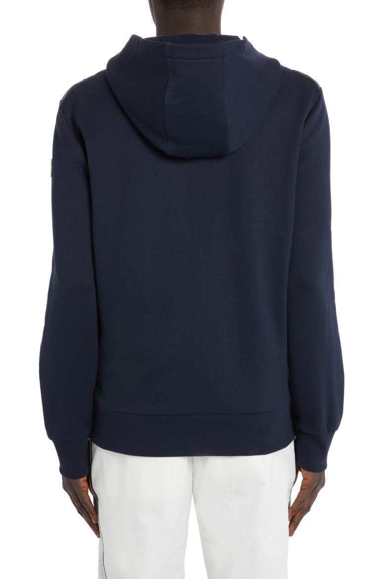 Quilted 750 Fill Power Down & Cotton Knit Hooded Cardigan, Alternate, color, DARK NAVY BLUE