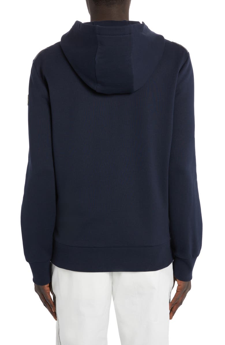 Moncler Quilted 750 Fill Power Down & Cotton Knit Hooded Cardigan, Alternate, color, 