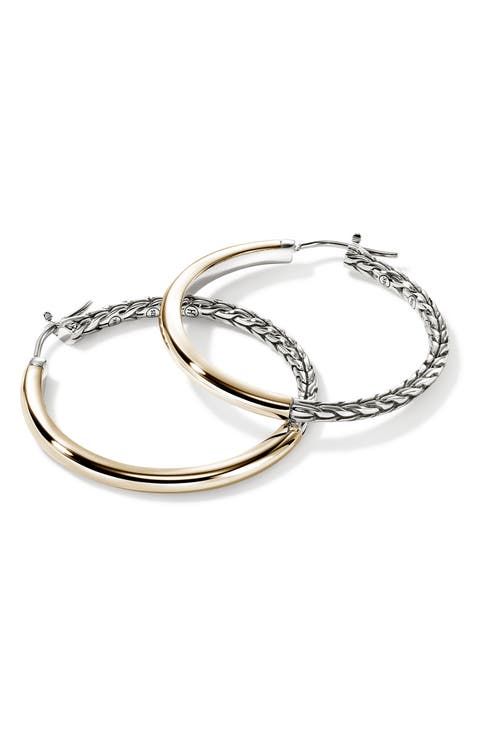 JH Essentials Hoop Earrings, Gold, Sterling Silver, 34.5mm