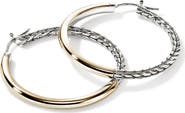 John Hardy JH Essentials Hoop Earrings, Gold, Sterling Silver, 34.5mm