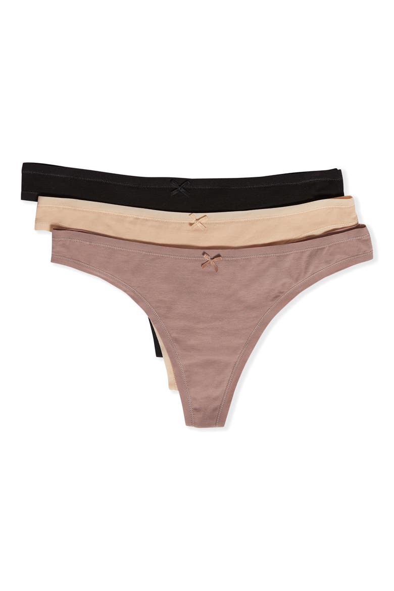 Jack 3-Pack Cotton Thongs, Main, color, TAUPE