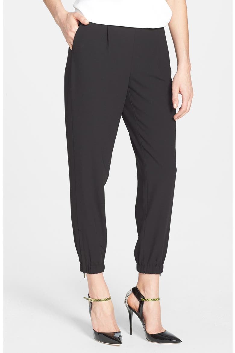 Elastic Cuff Pleated Pants, Main, color, BLACK