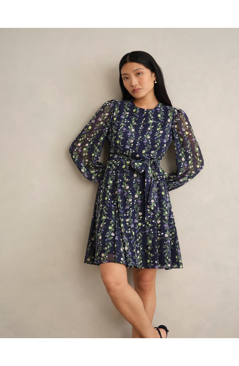 HOBBS LONDON Emilia Fit Flare Mini Dress, Main, color, Midnight Multi