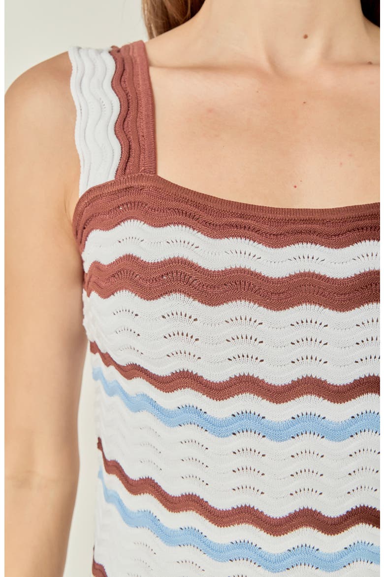 Stripe Pointelle Sweater Midi Dress, Alternate, color, BROWN MULTI