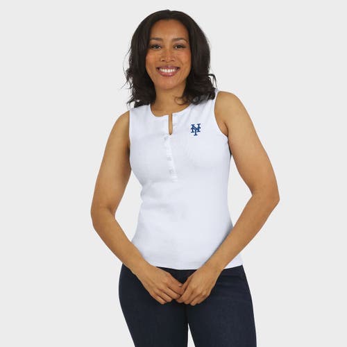 Wear By Erin Andrews White Los Angeles Dodgers Rib-knit Henley Tank Top In White