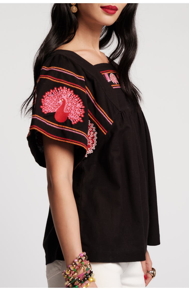 Frances Valentine Picnic Peacock Top, Alternate, color, Black/Multi