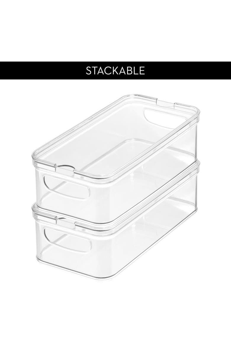 iDesign Stackable Fridge Organizer Bins with Lids - Set of 3 - Clear, Alternate, color,