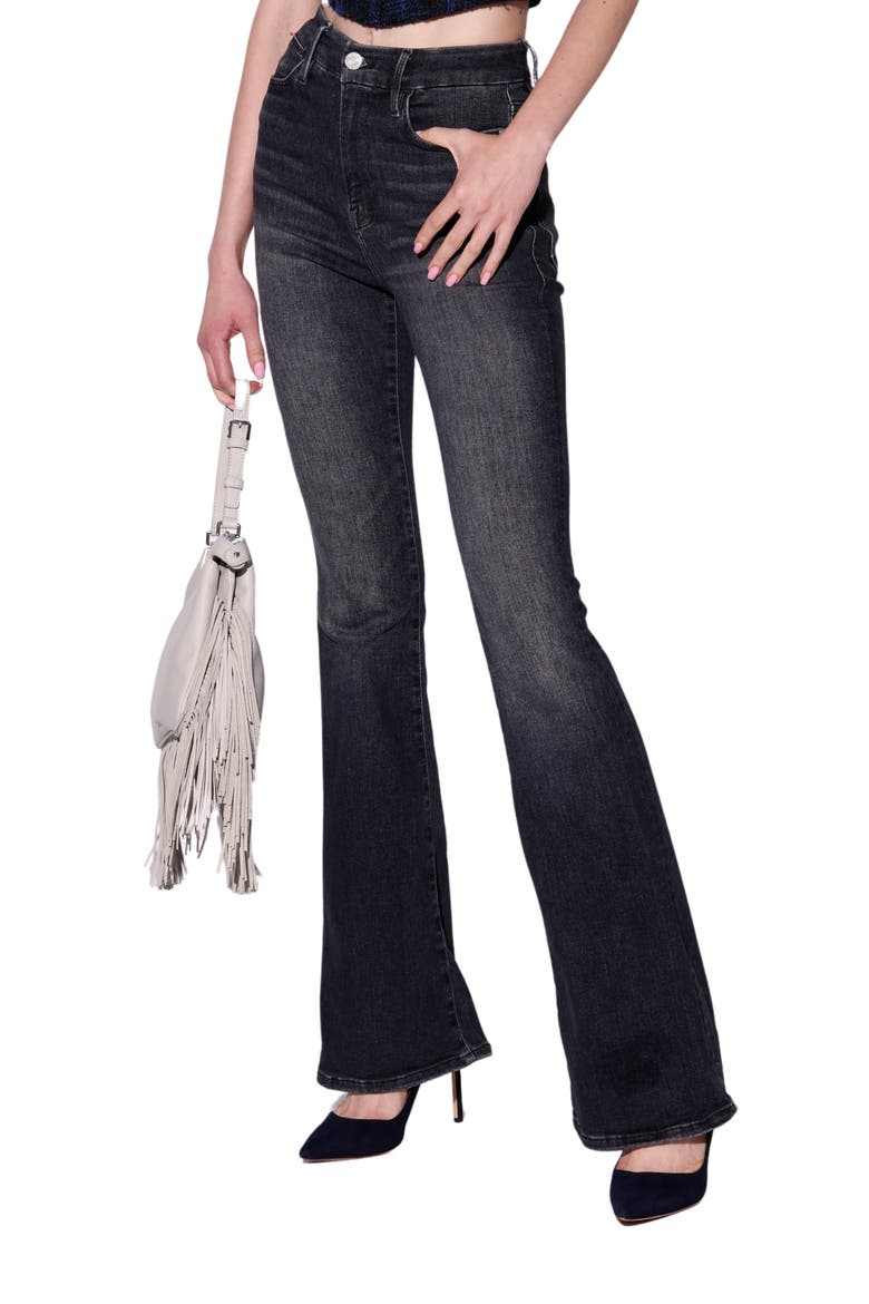 Icon High Rise Flare Stretch Jeans, Main, color, BLACK WASH