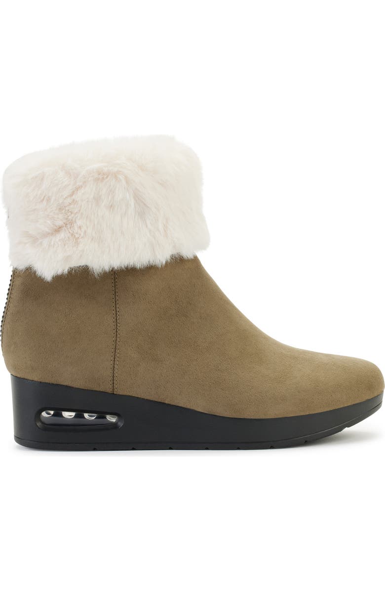 DKNY Faux Fur Wedge Bootie, Alternate, color, Light Military/ Vanilla