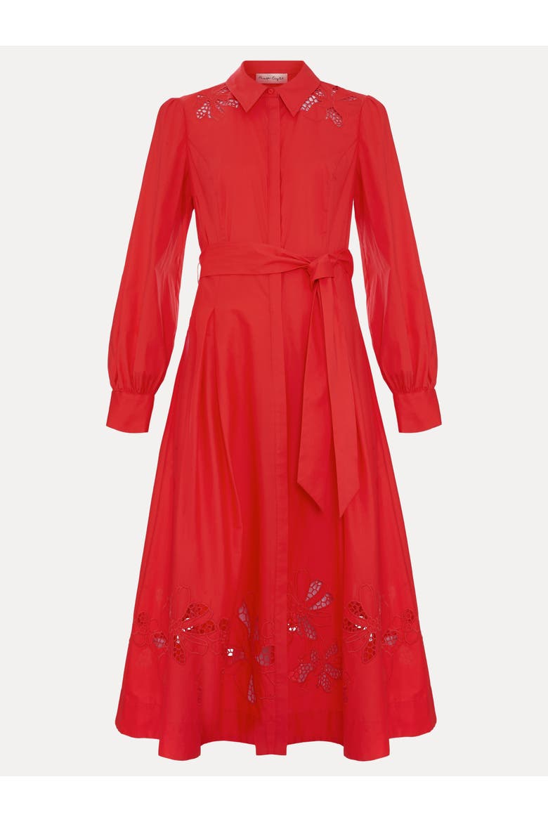 Kim Cutwork Hem Midi Dress, Alternate, color, Red