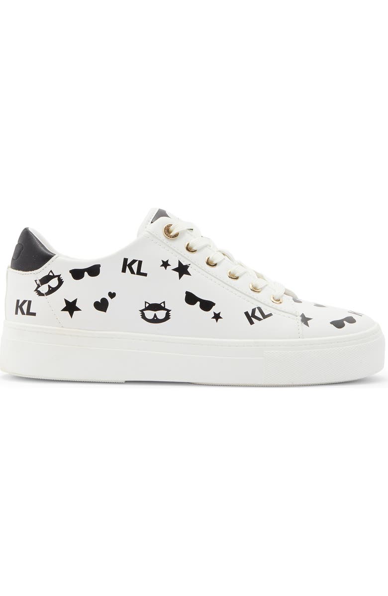 KARL LAGERFELD PARIS Cate Choupette Platform Sneaker, Alternate, color, Bright White/ Black