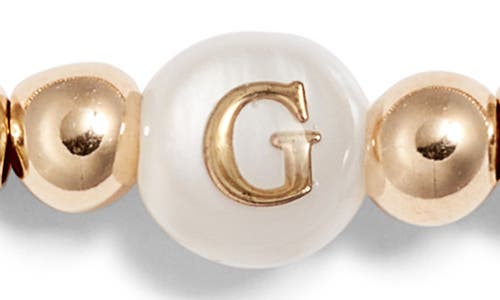 Nashelle Mother Of Pearl Initial Beaded Bracelet In Gold Fill G
