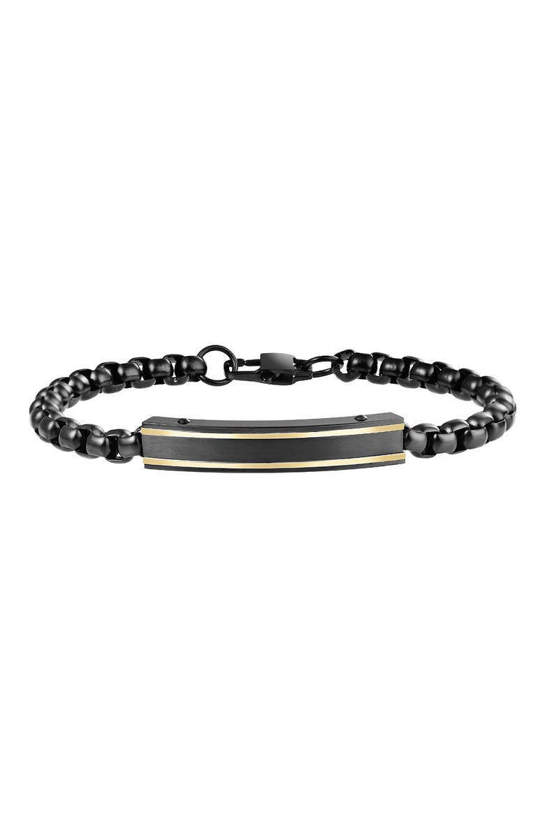 Men's ID Tag Box Chain Bracelet, Main, color, BLACK