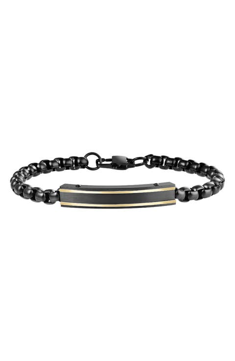 Men's ID Tag Box Chain Bracelet