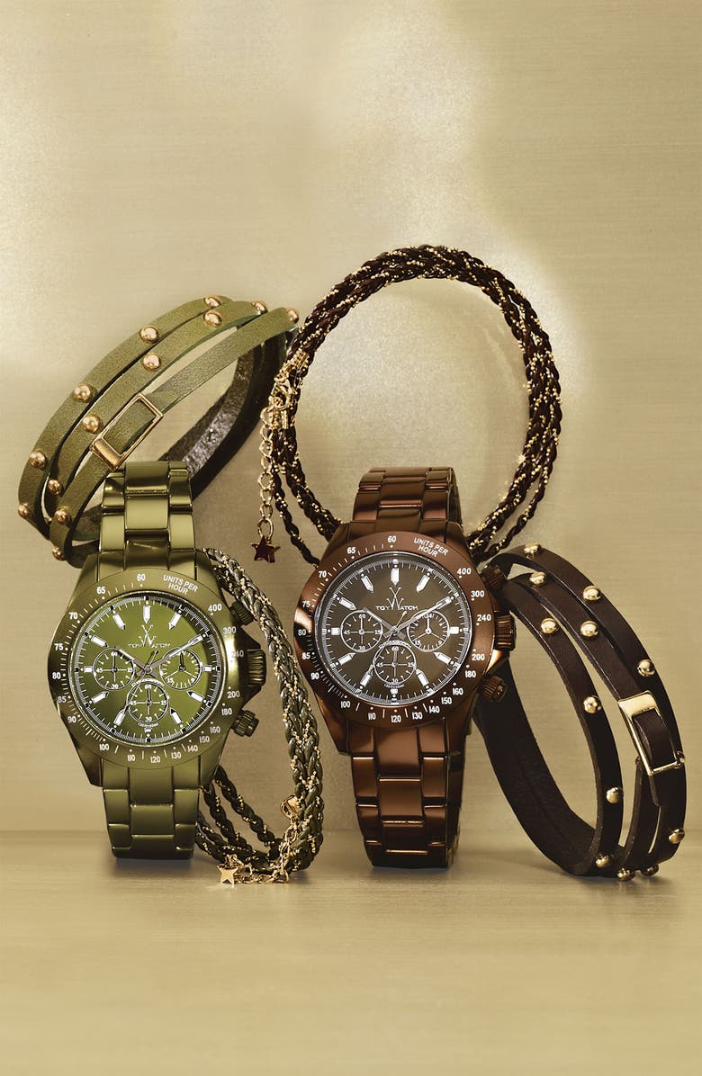 Cara Accessories Leather & Metal Stud Wrap Bracelet, Alternate, color,