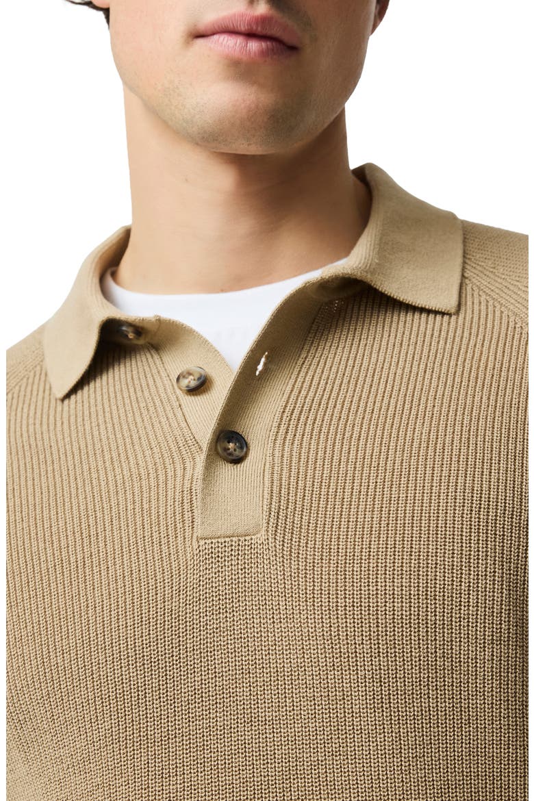 Eastern Bush Long Sleeve Cotton Rib Polo Sweater, Alternate, color, CAMEL