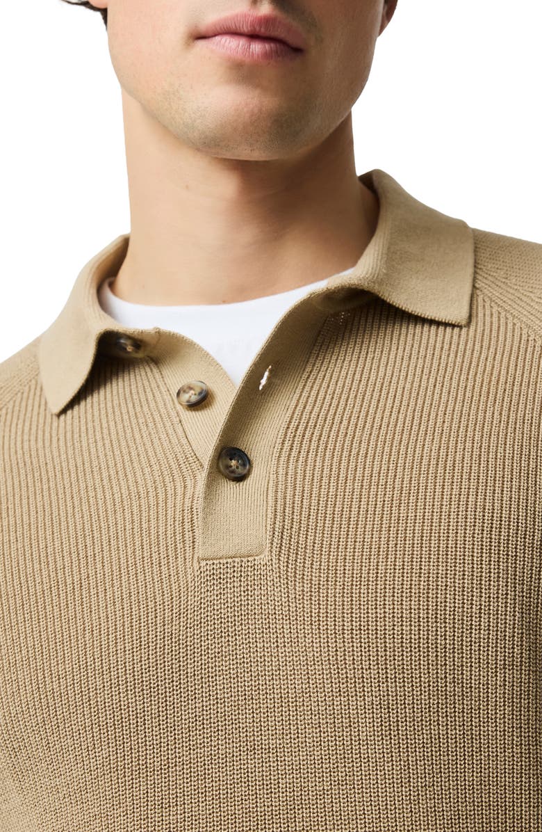 Rodd & Gunn Eastern Bush Long Sleeve Cotton Rib Polo Sweater, Alternate, color, Camel