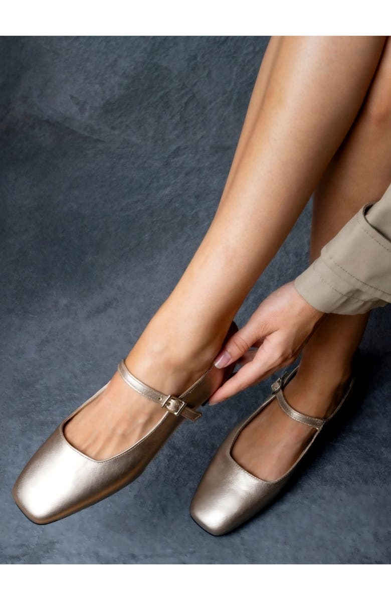 Menina Step Ellie Square Toe Mary Jane, Alternate, color, Light Gold