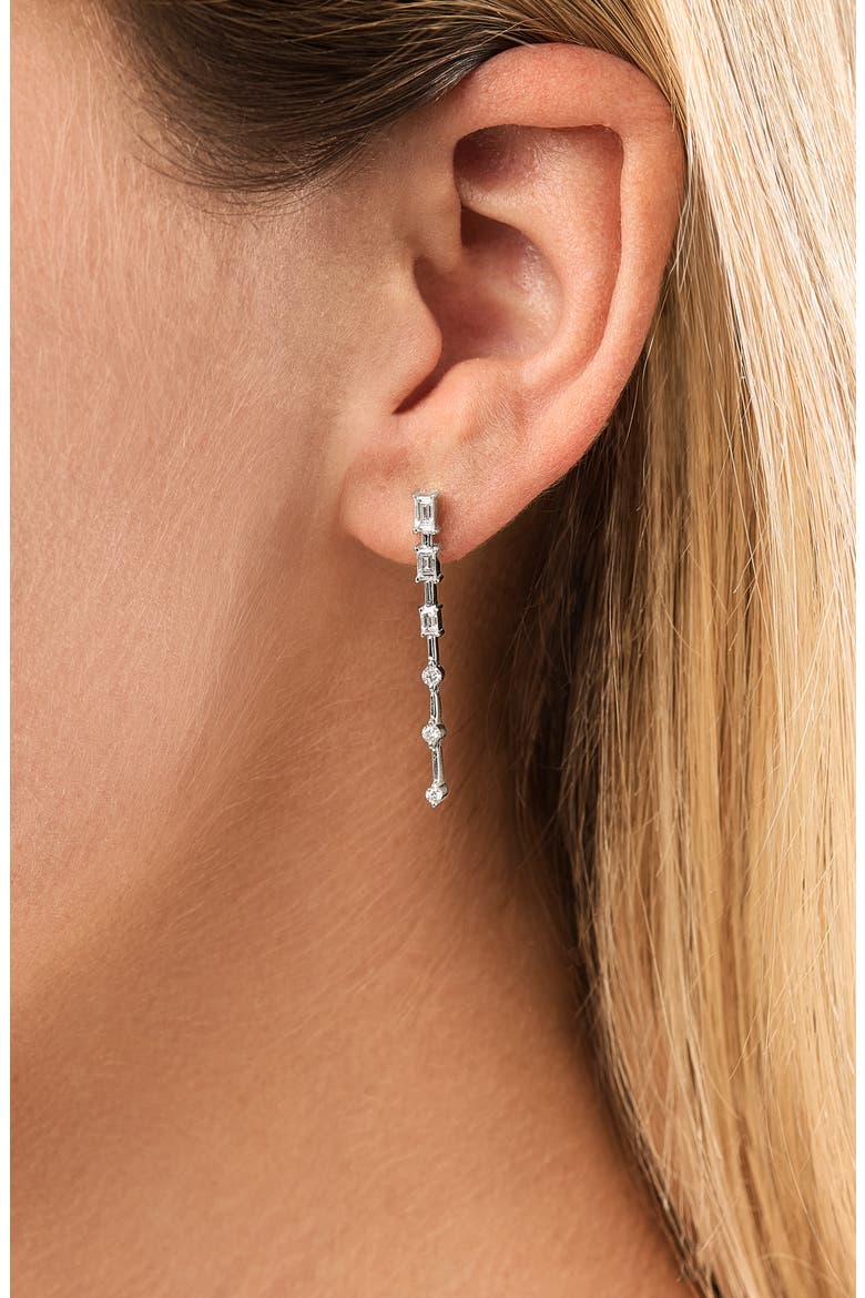 18K Gold Gatsby Diamond Linear Drop Earrings (Online Trunk Show), Alternate, color, WHITE