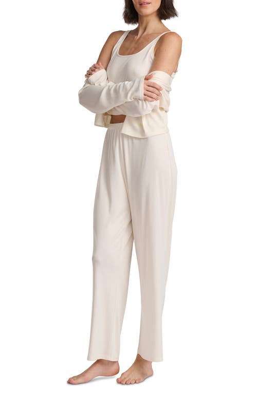 Splendid Pointelle Cardigan, Camisole & Pants Pajamas In Yellow