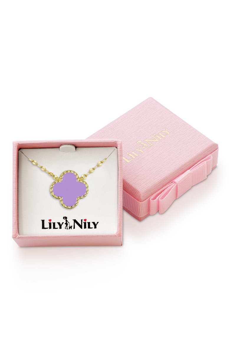 Kids' Clover Pendant Necklace, Alternate, color, PURPLE