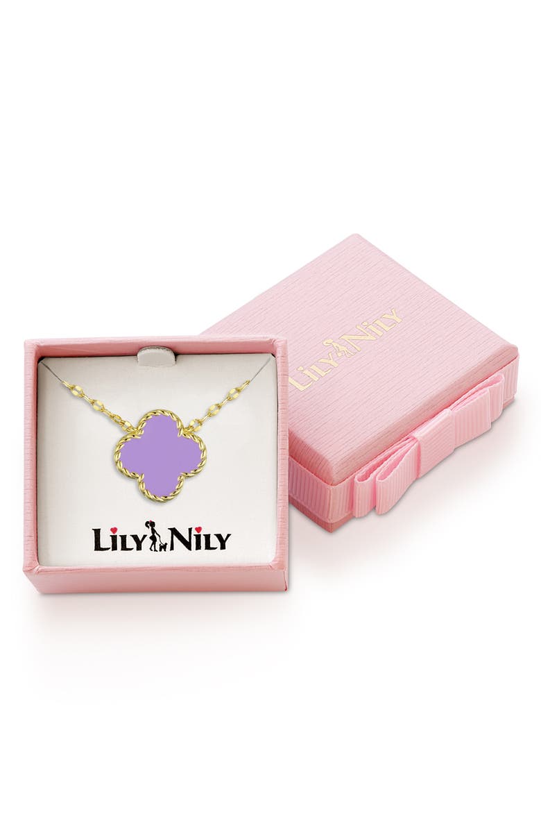 Lily Nily Kids' Clover Pendant Necklace, Alternate, color, Purple