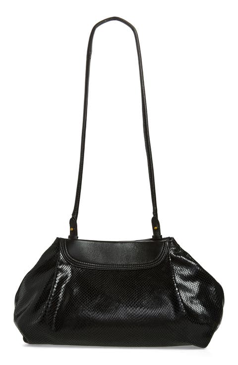 Elaphe Snake Embossed Leather Shoulder Bag